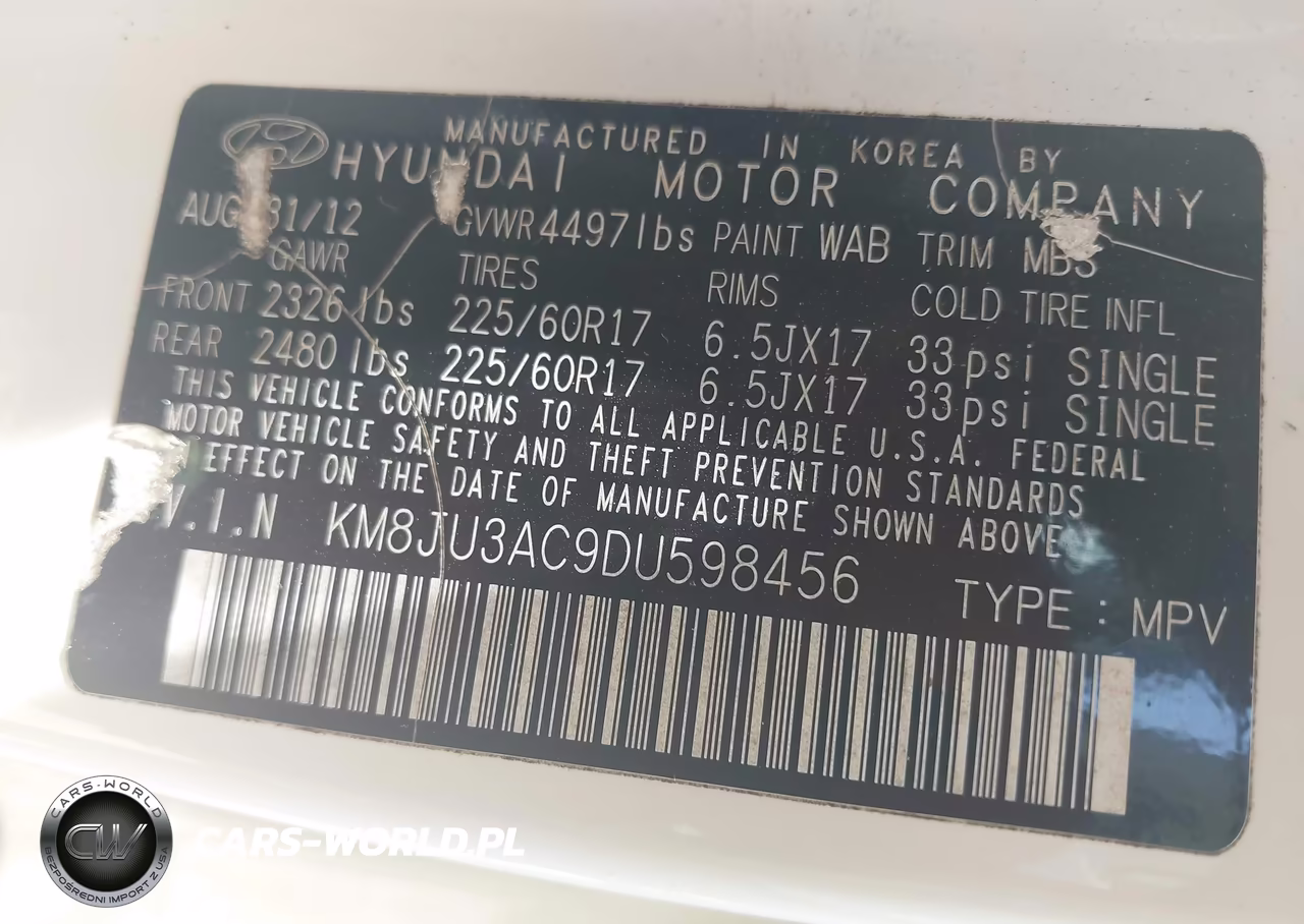 2013 Hyundai Tucson Gls VIN:KM8JU3AC9DU598456 - 9