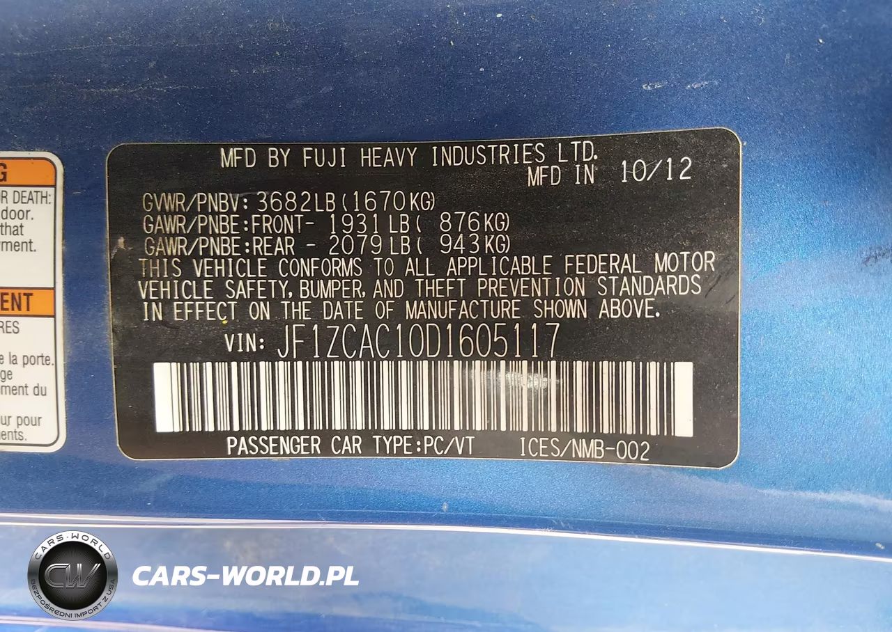 2013 Subaru Brz Limited VIN:JF1ZCAC10D1605117 - 9