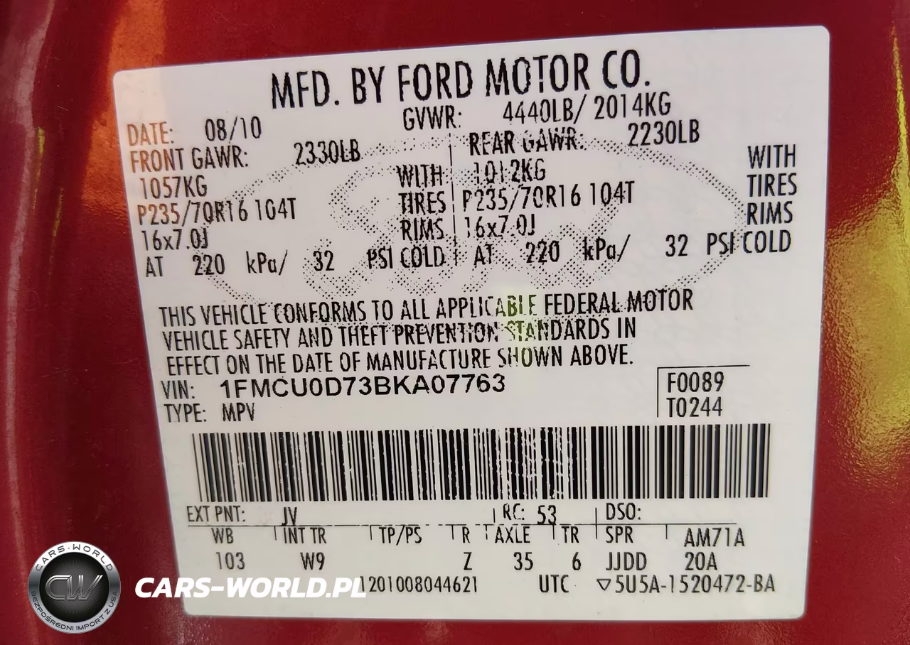 2011 Ford Escape Xlt VIN:1FMCU0D73BKA07763 - 9