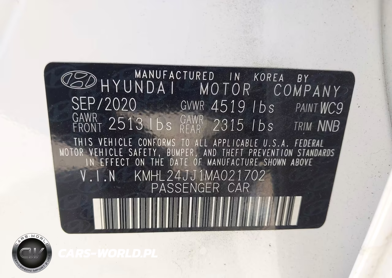 2021 Hyundai Sonata Blue VIN:KMHL24JJ1MA021702 - 9