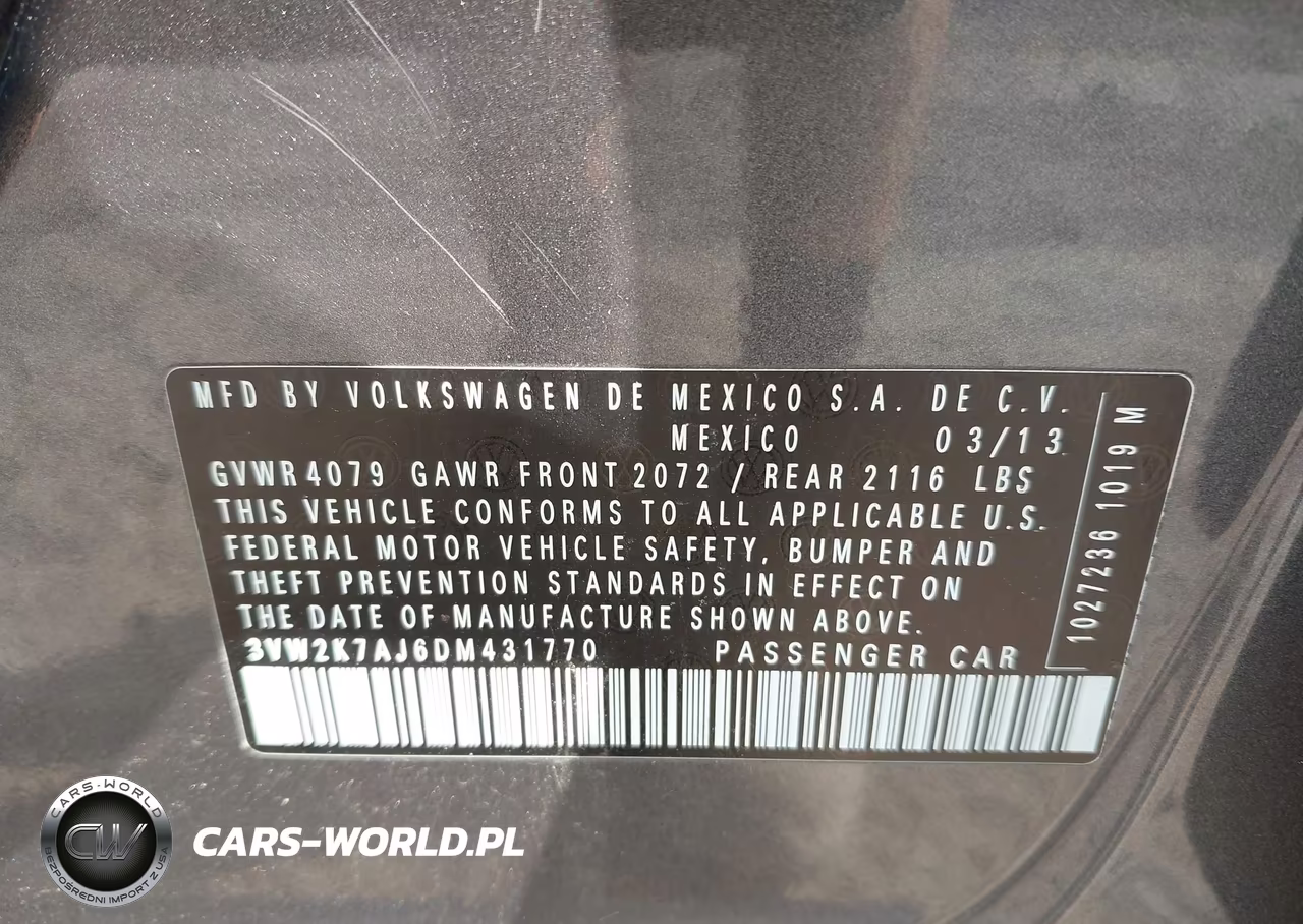 2013 Volkswagen Jetta 2.0L S VIN:3VW2K7AJ6DM431770 - 9