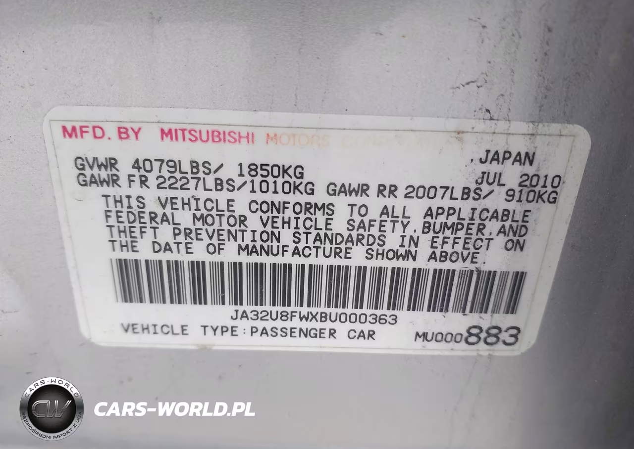 2011 Mitsubishi Lancer Gts VIN:JA32U8FWXBU000363 - 9