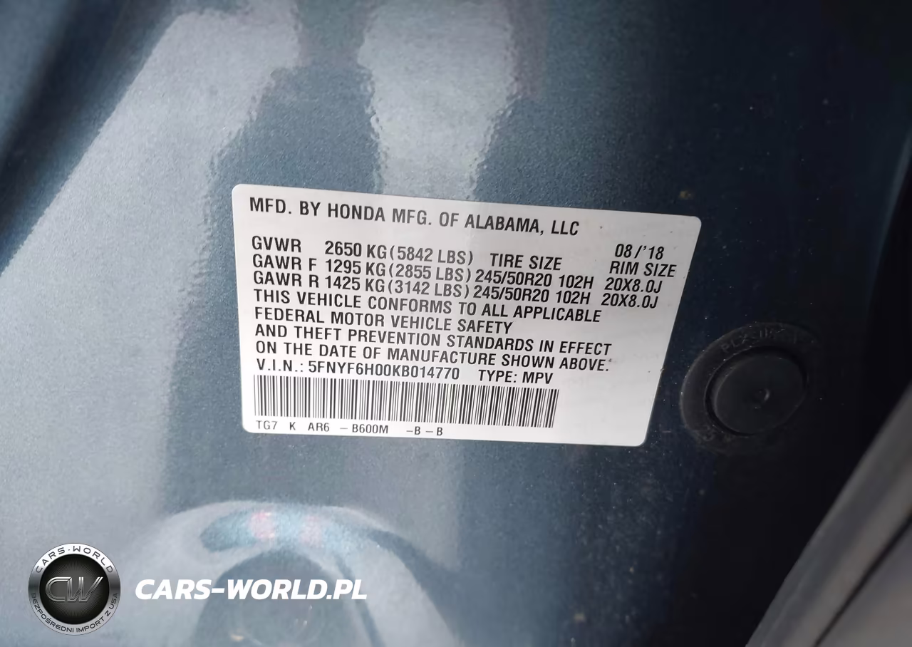 2019 Honda Pilot Elite VIN:5FNYF6H00KB014770 - 9