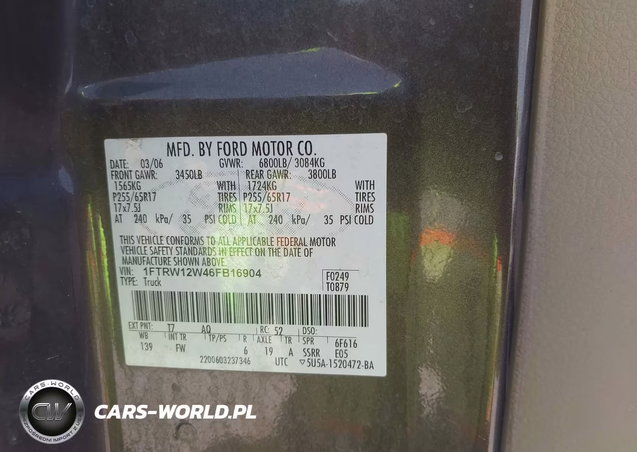 2006 Ford F-150 Xlt VIN:1FTRW12W46FB16904 - 9