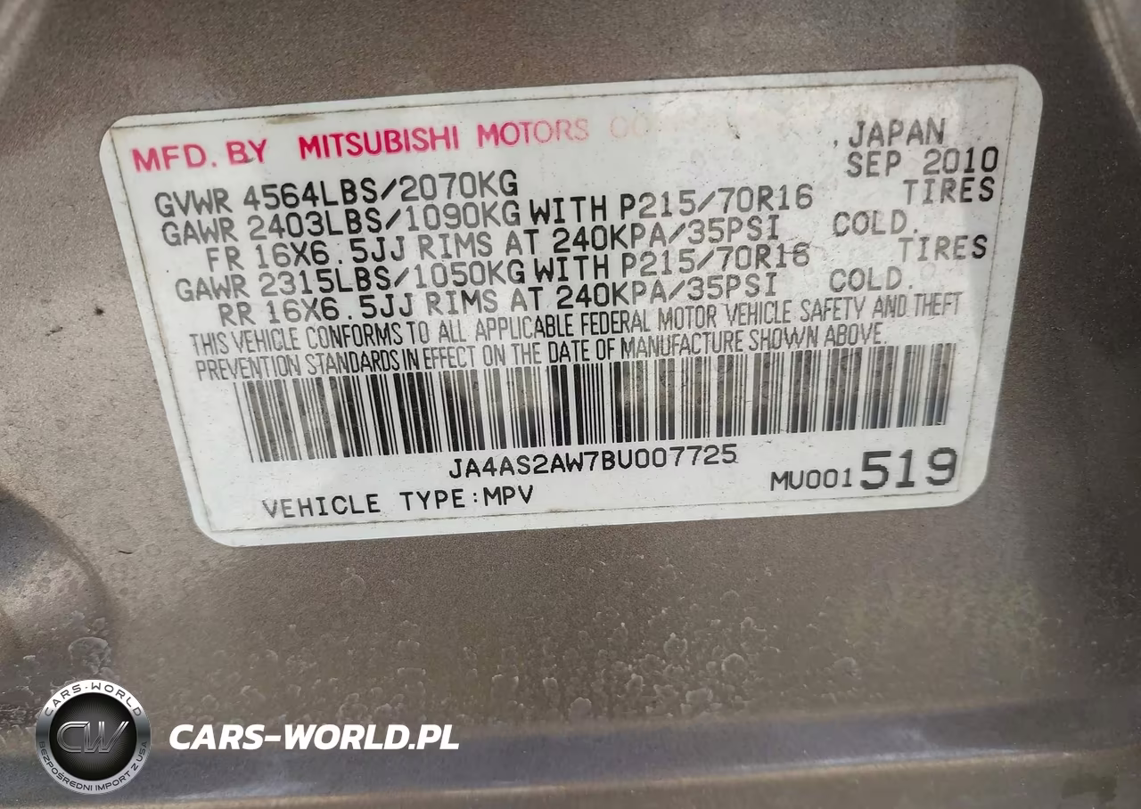 2011 Mitsubishi Outlander Es VIN:JA4AS2AW7BU007725 - 9