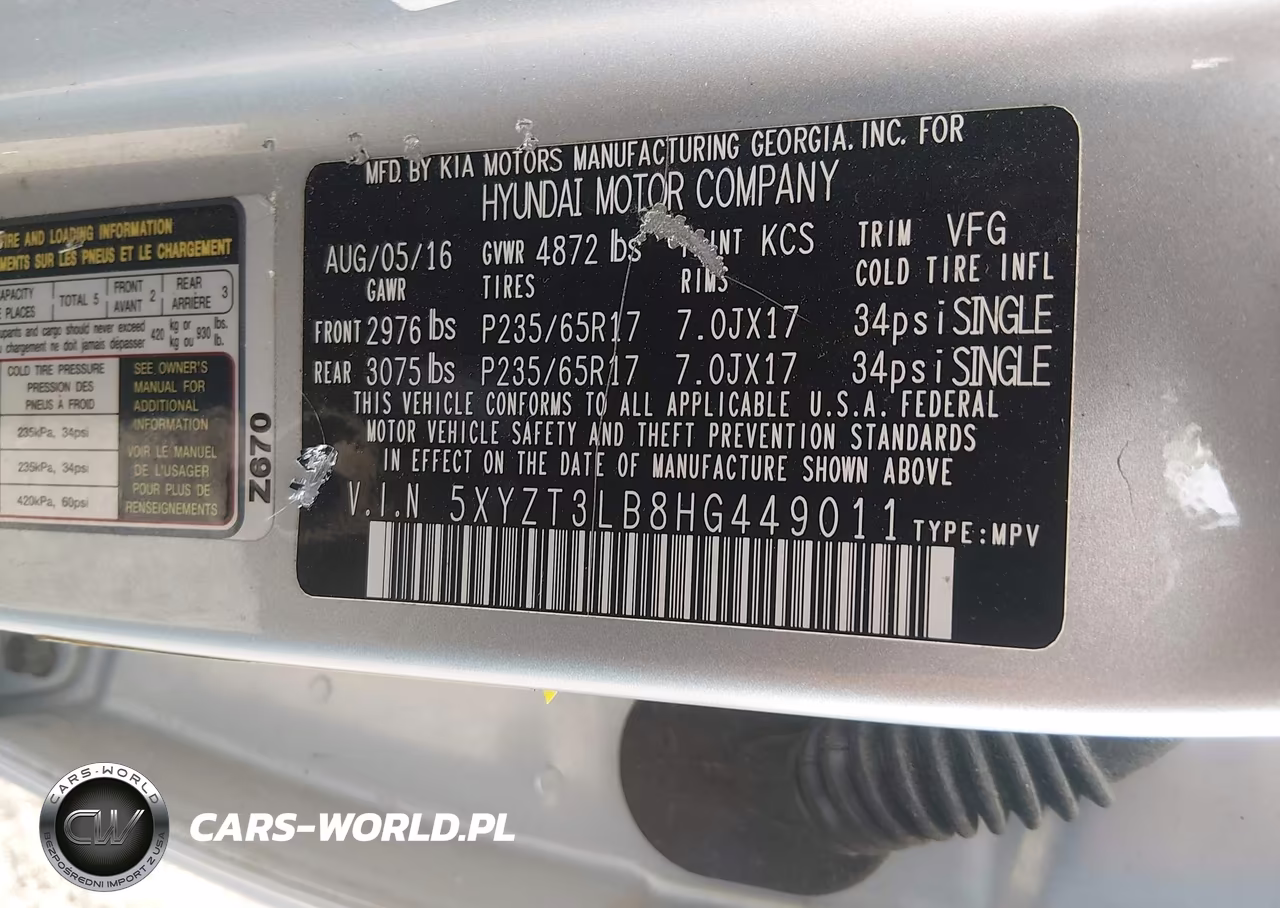2017 Hyundai Santa Fe Sport 2.4L VIN:5XYZT3LB8HG449011 - 9