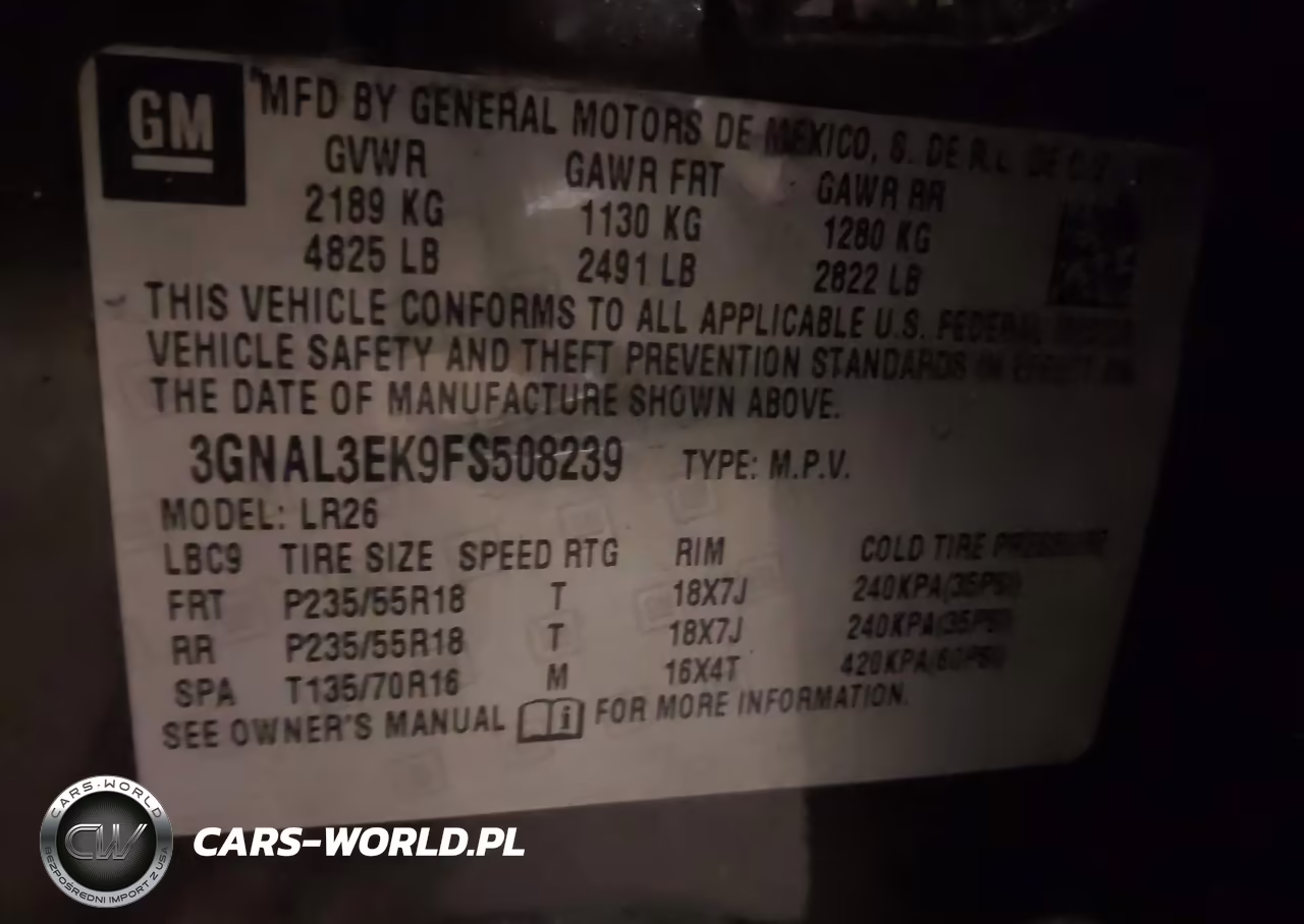 2015 Chevrolet Captiva Sport Fleet Lt VIN:3GNAL3EK9FS508239 - 9