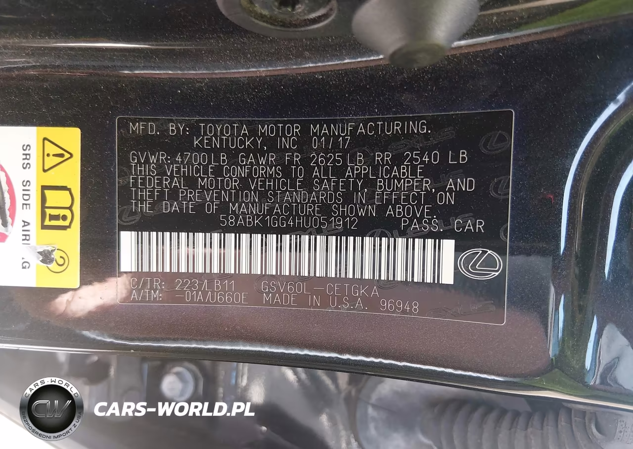 2017 Lexus Es 350 VIN:58ABK1GG4HU051912 - 9