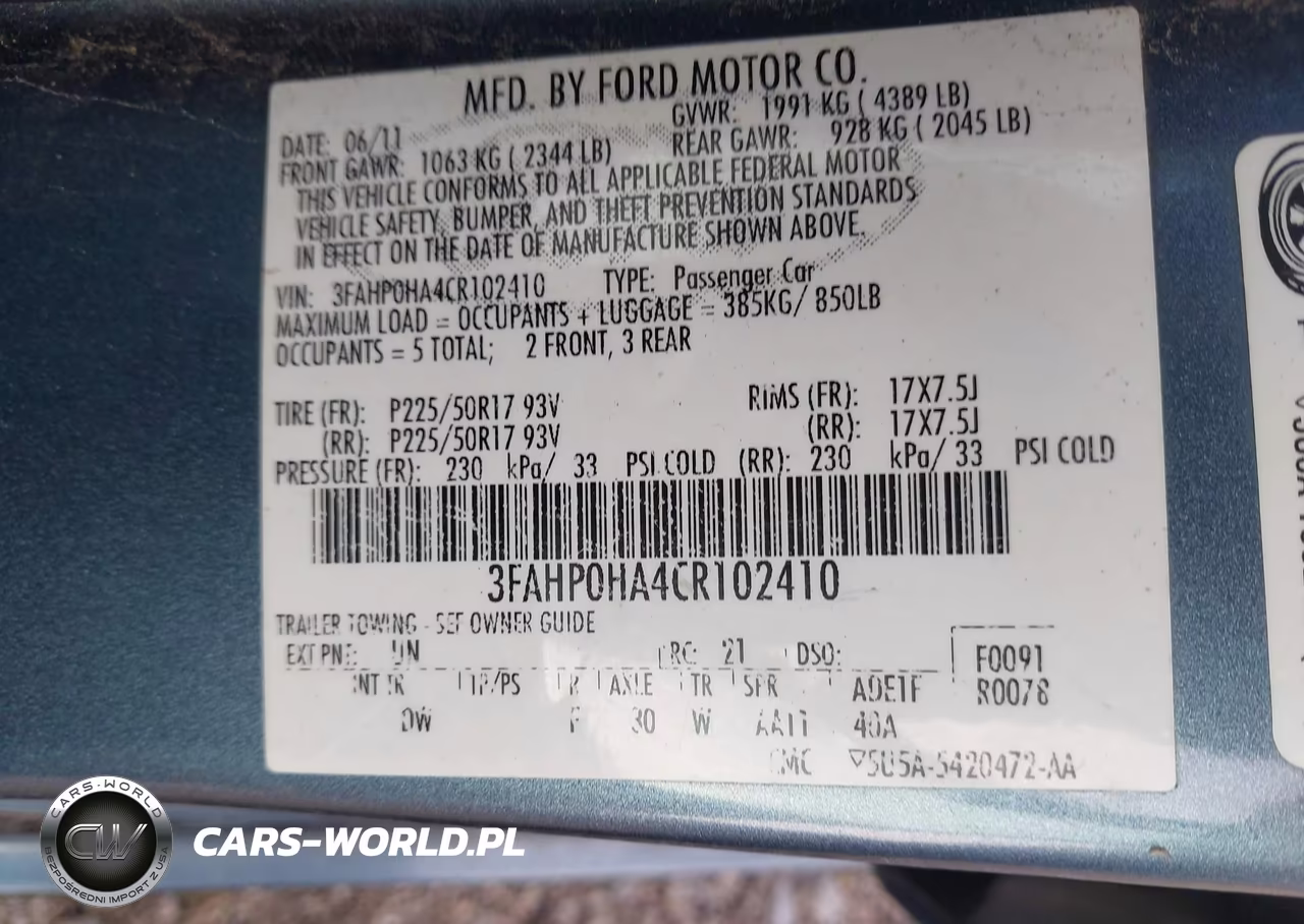 2012 Ford Fusion Se VIN:3FAHP0HA4CR102410 - 9