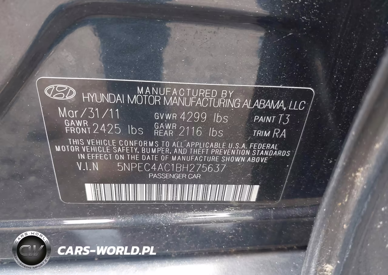 2011 Hyundai Sonata Se VIN:5NPEC4AC1BH275637 - 9