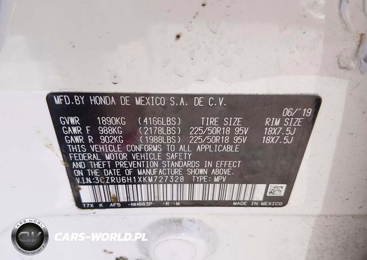 2019 Honda Hr-V Sport VIN:3CZRU6H1XKM727328 - 9