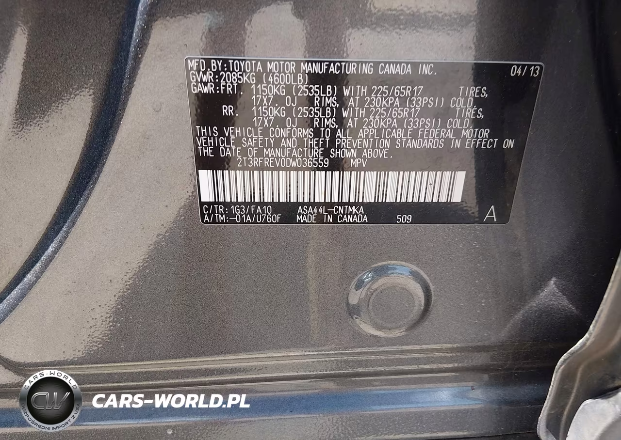 2013 Toyota Rav4 Xle VIN:2T3RFREV0DW036559 - 9