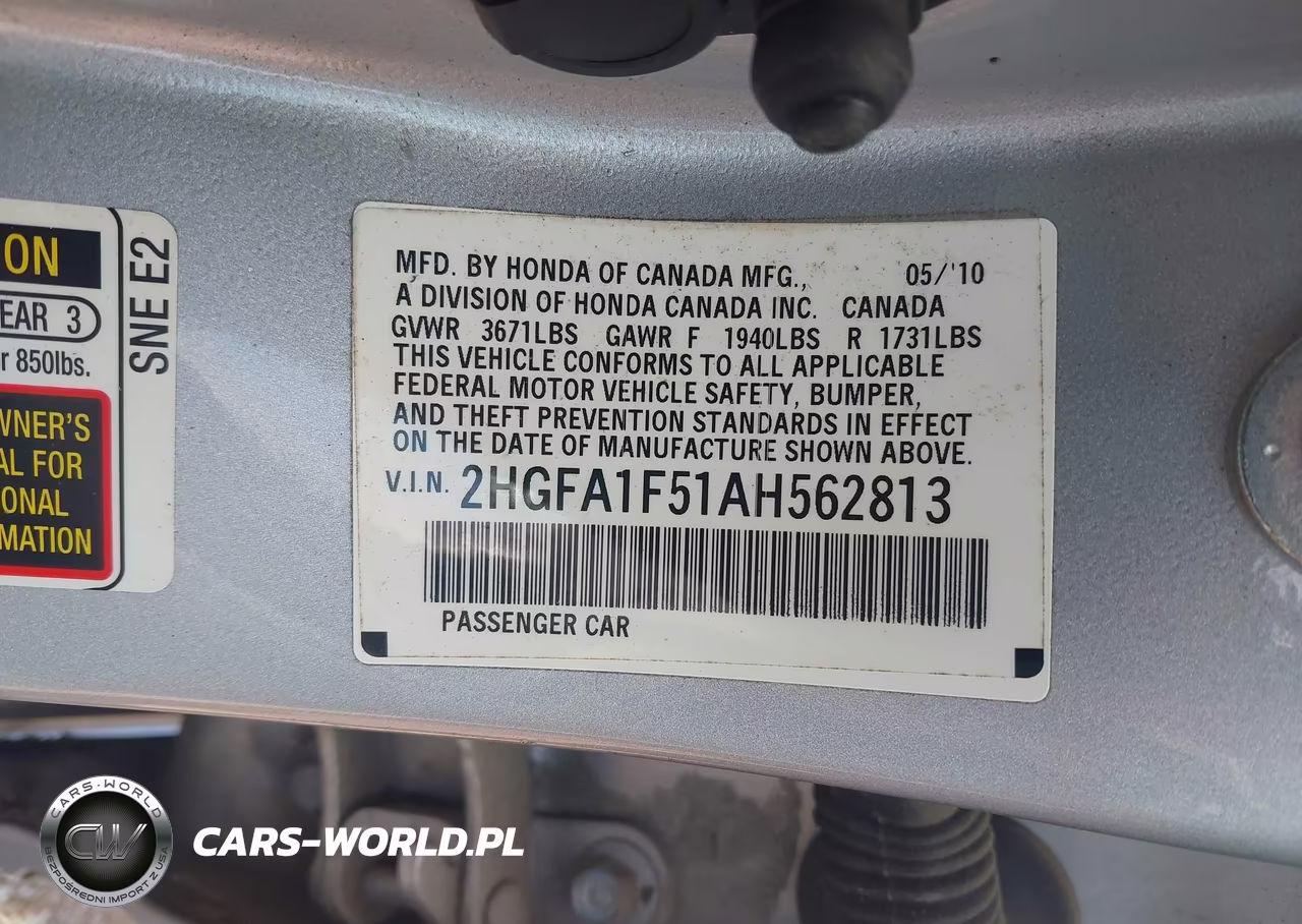 2010 Honda Civic Lx VIN:2HGFA1F51AH562813 - 9