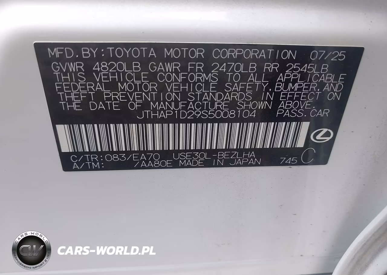 2025 Lexus Is 500 F Sport Performance VIN:JTHAP1D29S5008104 - 9
