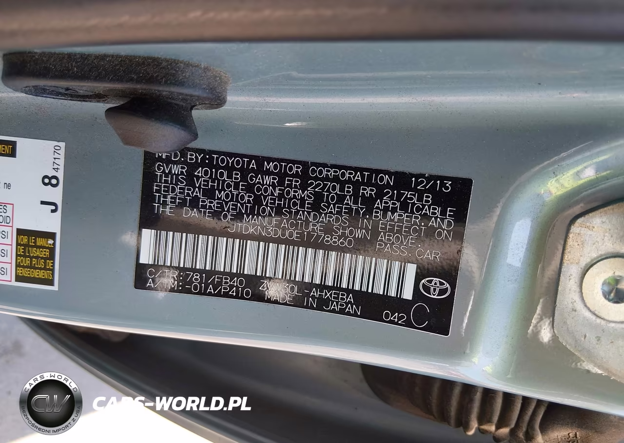2014 Toyota Prius Two VIN:JTDKN3DU0E1778860 - 9