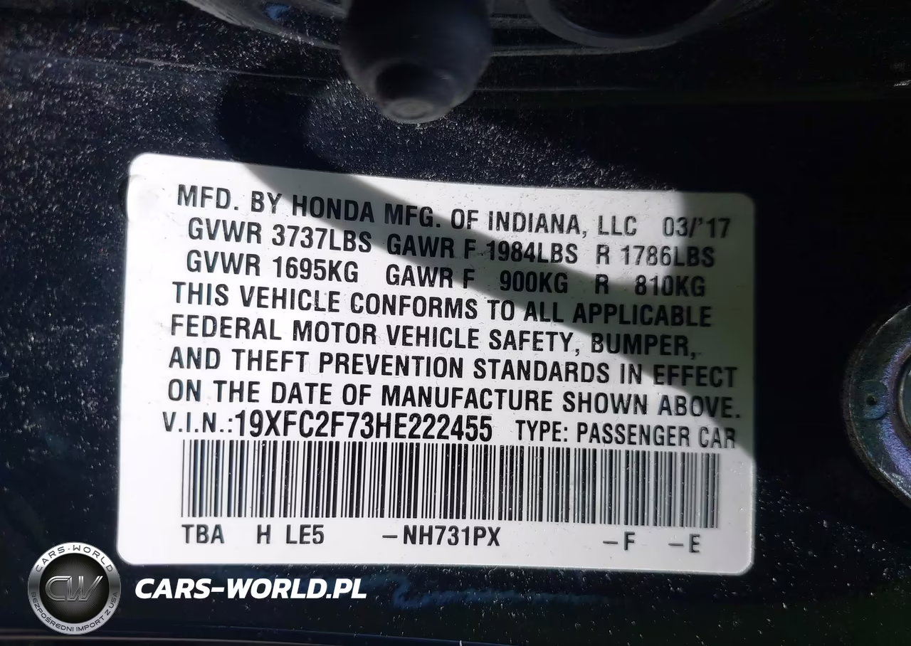 2017 Honda Civic Ex VIN:19XFC2F73HE222455 - 9