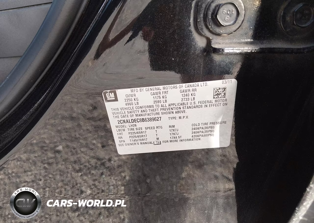2011 Chevrolet Equinox Lt W-1Lt VIN:2CNALDEC8B6389627 - 9