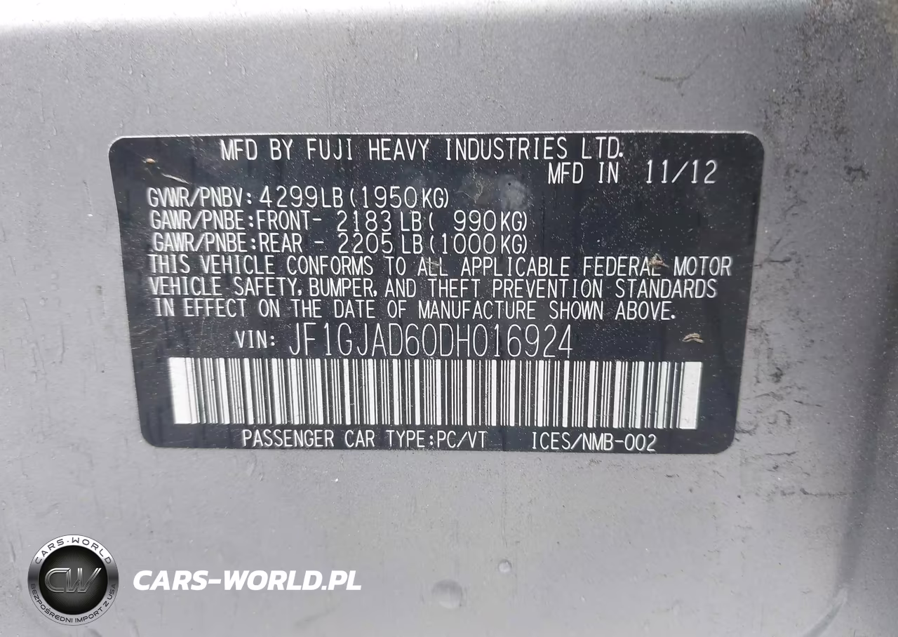 2013 Subaru Impreza 2.0I Premium VIN:JF1GJAD60DH016924 - 9