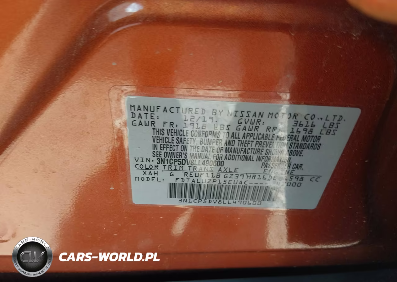 2020 Nissan Kicks Sr Xtronic Cvt VIN:3N1CP5DV8LL490600 - 9