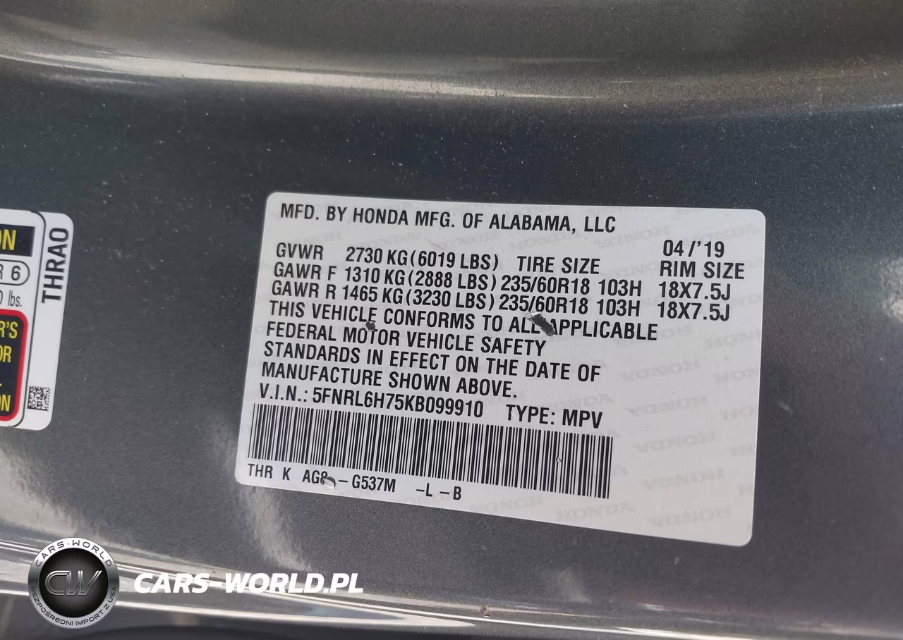 2019 Honda Odyssey Ex-L VIN:5FNRL6H75KB099910 - 9