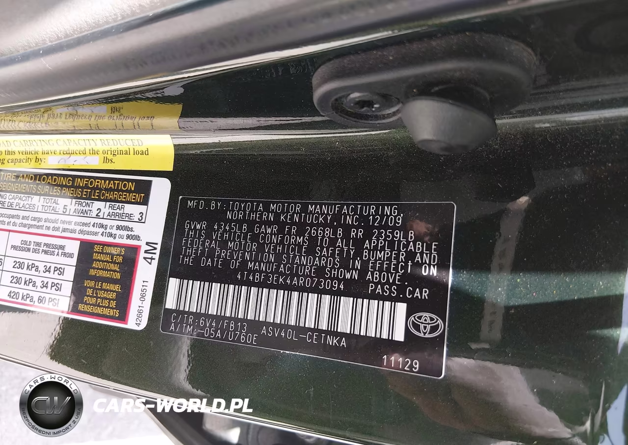 2010 Toyota Camry Le VIN:4T4BF3EK4AR073094 - 9