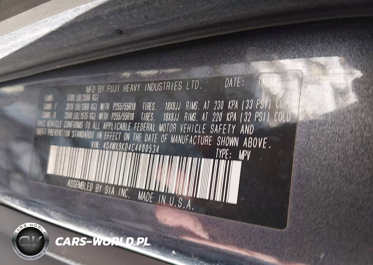 2012 Subaru Tribeca 3.6R Limited VIN:4S4WX9KD4C4400534 - 9