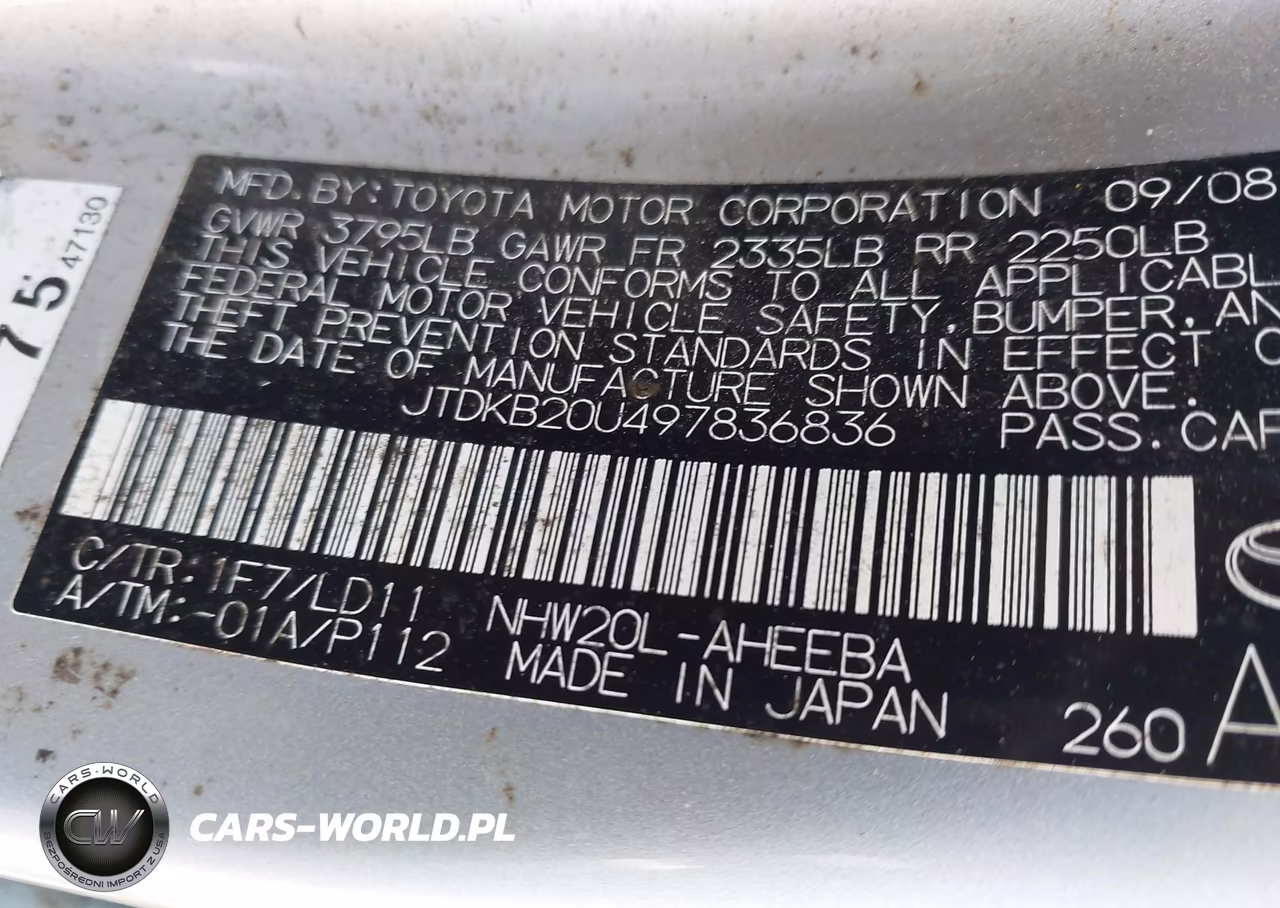 2009 Toyota Prius VIN:JTDKB20U497836836 - 9