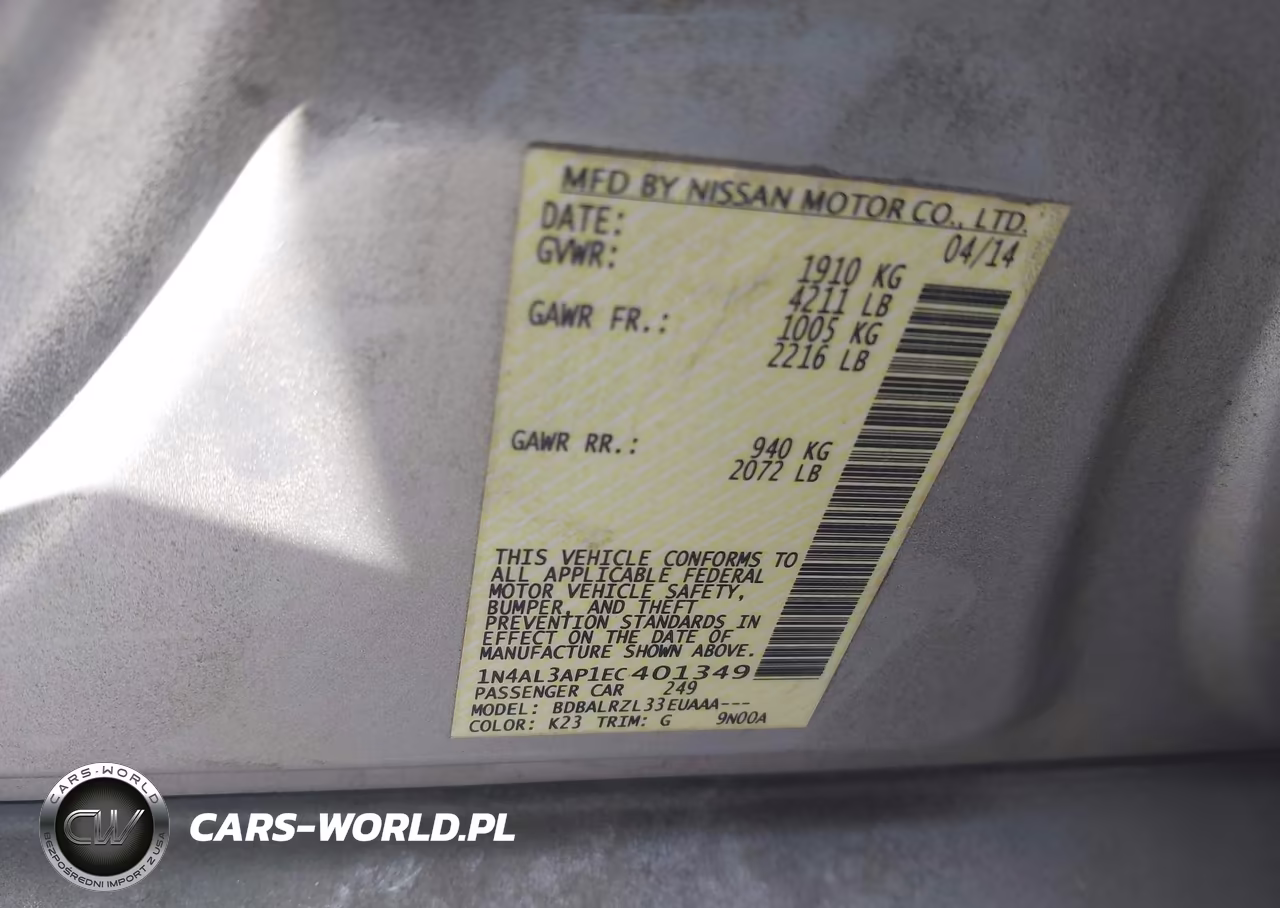 2014 Nissan Altima 2.5-2.5 S-2.5 Sl-2.5 Sv VIN:1N4AL3AP1EC401349 - 9