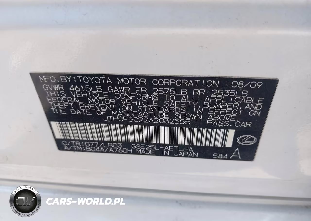 2010 Lexus Is 250 VIN:JTHCF5C22A2032555 - 9