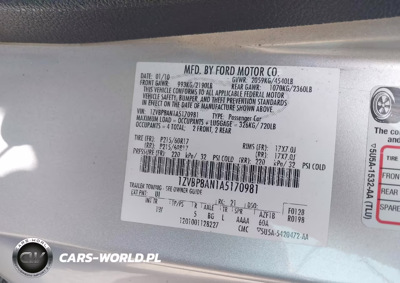 2010 Ford Mustang V6-V6 Premium VIN:1ZVBP8AN1A5170981 - 9