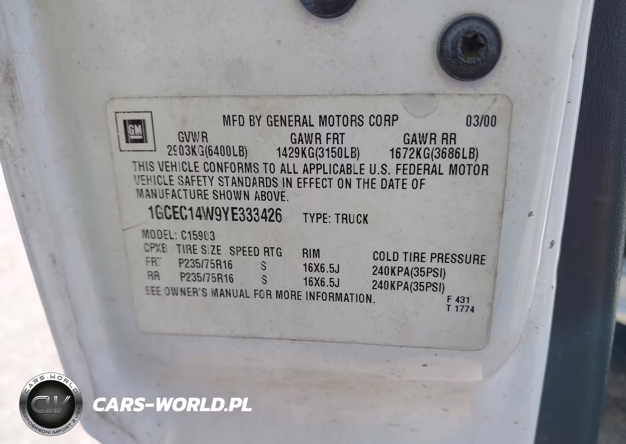 2000 Chevrolet Silverado 1500 VIN:1GCEC14W9YE333426 - 9