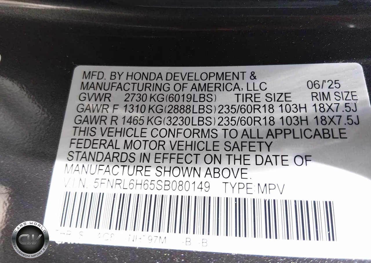 2025 Honda Odyssey Ex-L VIN:5FNRL6H65SB080149 - 9