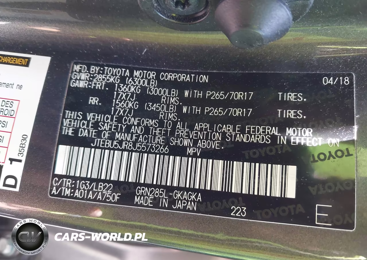 2018 Toyota 4Runner Sr5 Premium VIN:JTEBU5JR8J5573266 - 9
