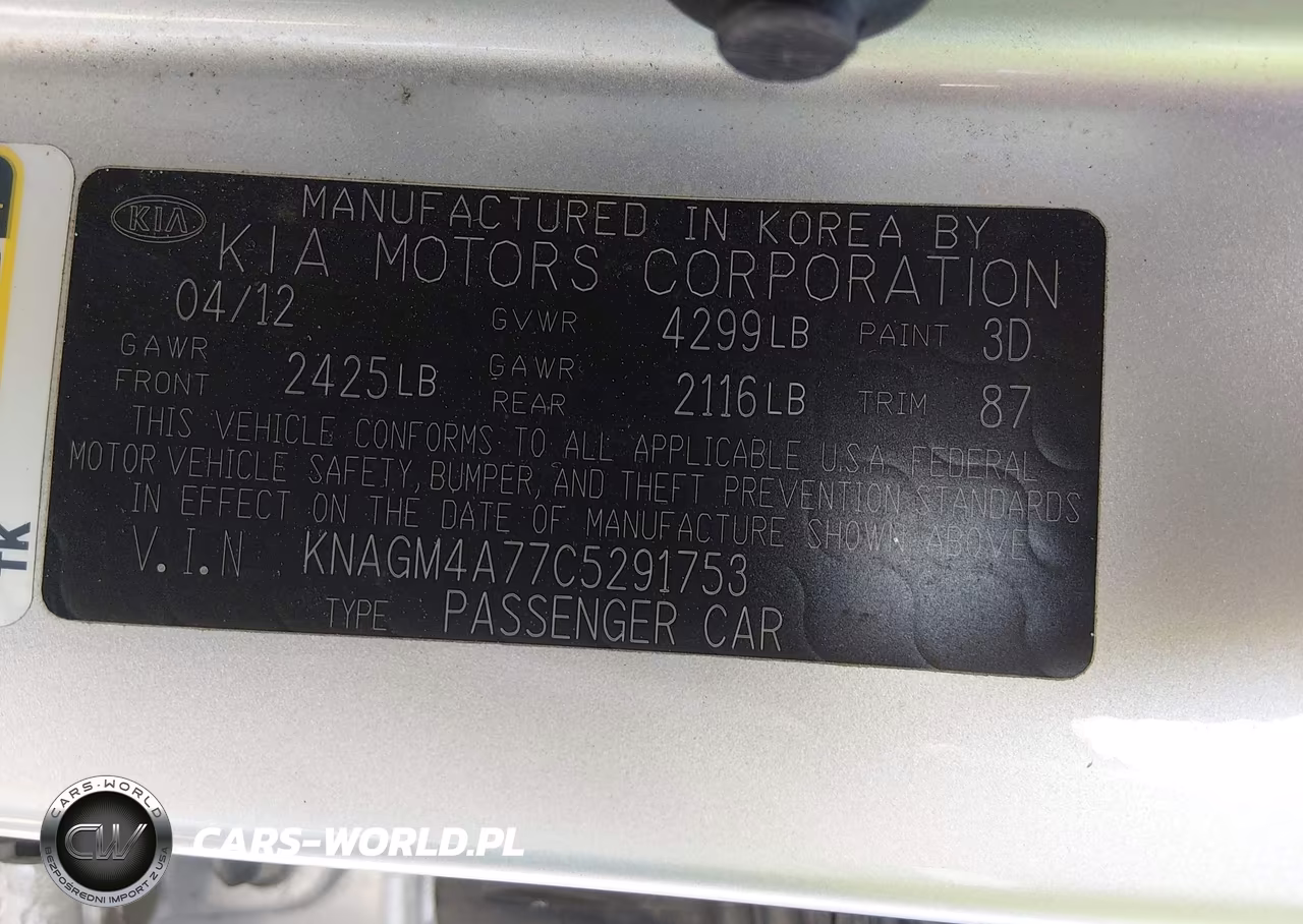2012 Kia Optima Lx VIN:KNAGM4A77C5291753 - 9