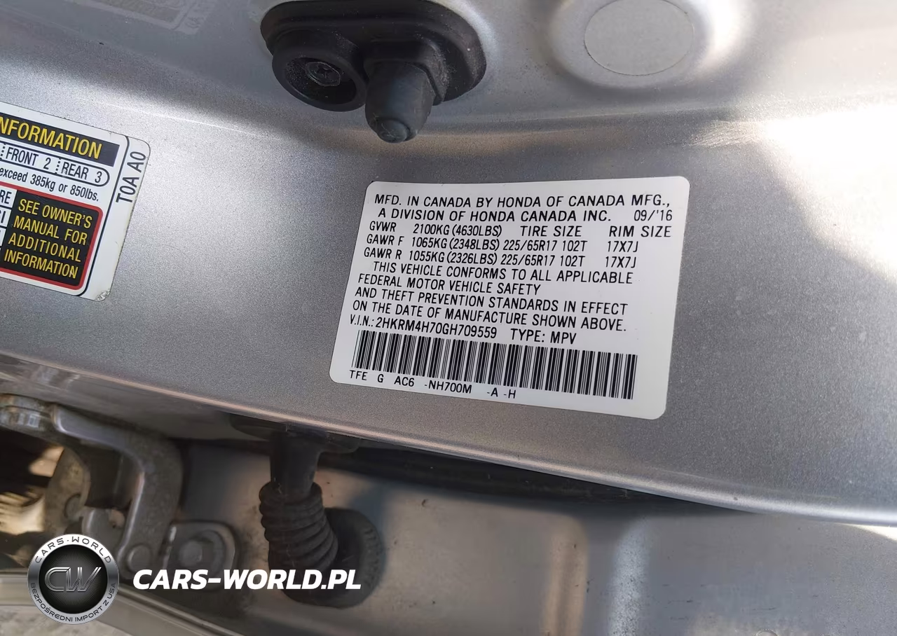 2016 Honda Cr-V Ex-L VIN:2HKRM4H70GH709559 - 9