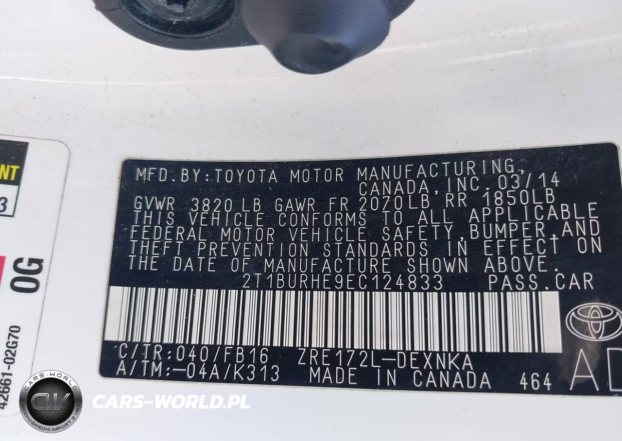 2014 Toyota Corolla Le VIN:2T1BURHE9EC124833 - 9