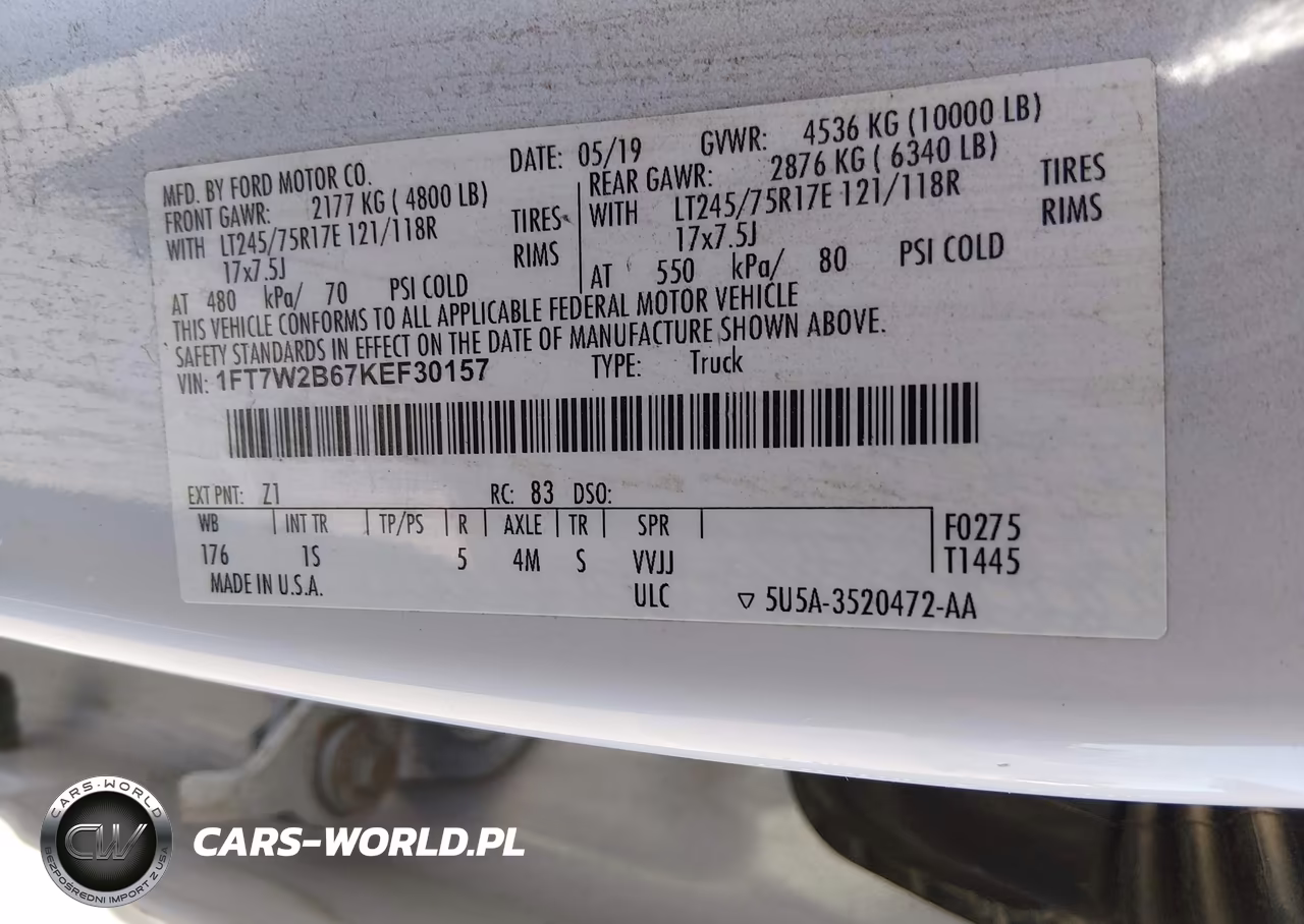 2019 Ford F-250 VIN:1FT7W2B67KEF30157 - 9