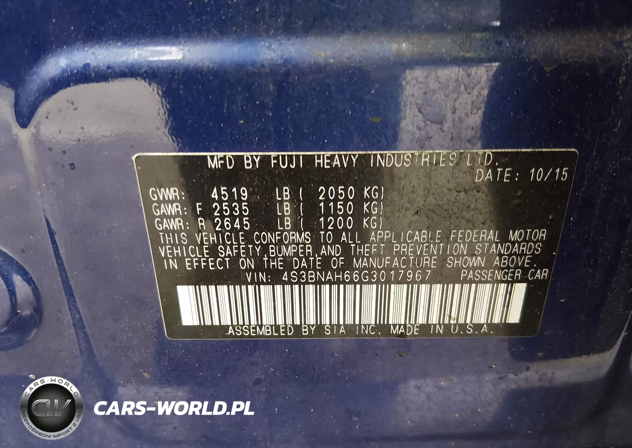 2016 Subaru Legacy 2.5I Premium VIN:4S3BNAH66G3017967 - 9