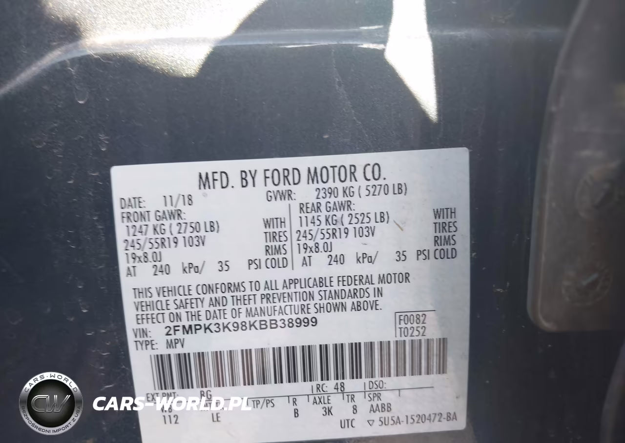 2019 Ford Edge Titanium VIN:2FMPK3K98KBB38999 - 9