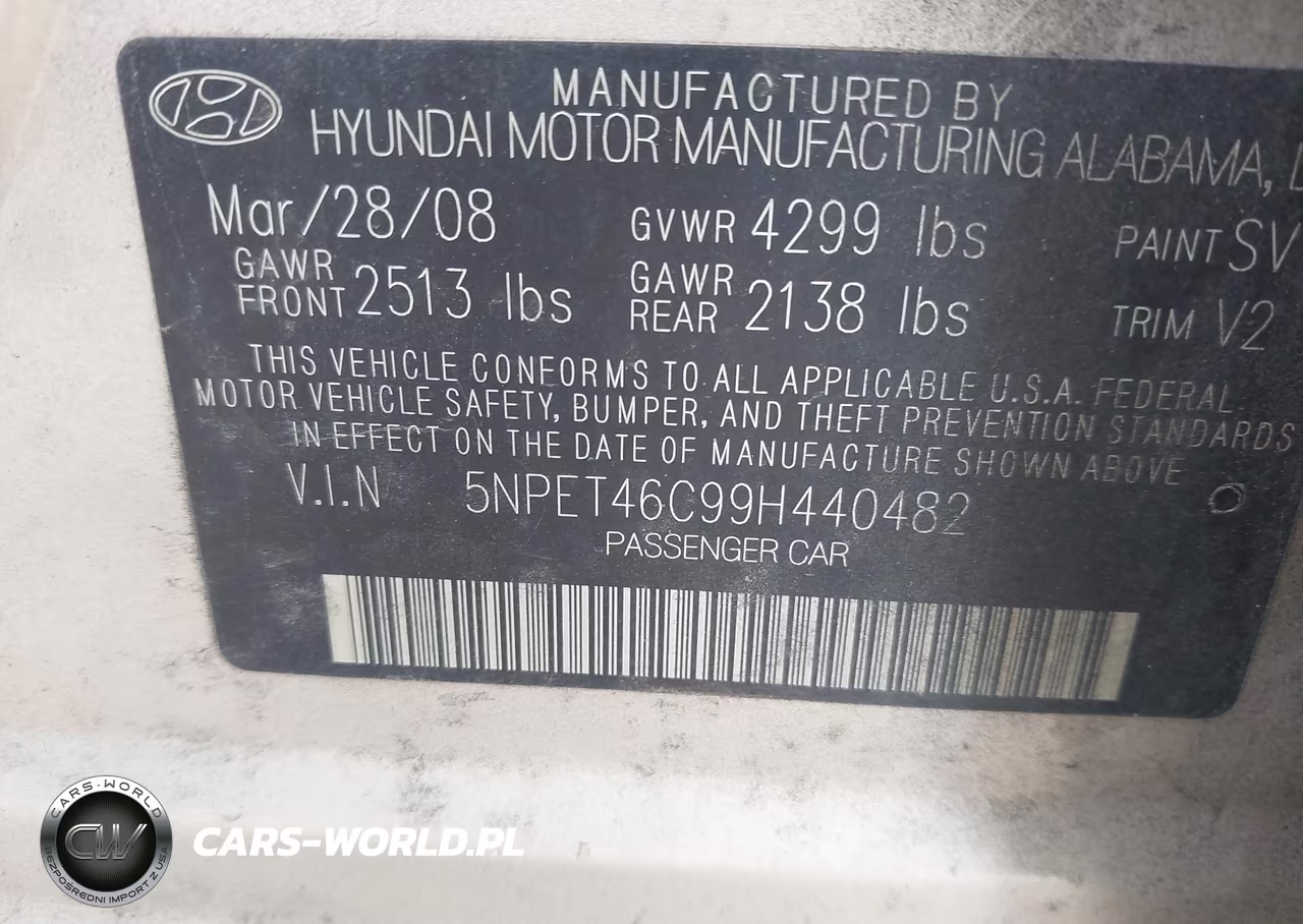 2009 Hyundai Sonata Gls VIN:5NPET46C99H440482 - 9