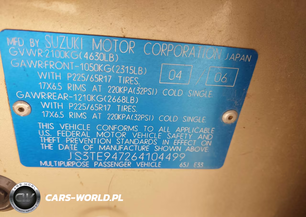 2006 Suzuki Grand Vitara Luxury VIN:JS3TE947264104499 - 9