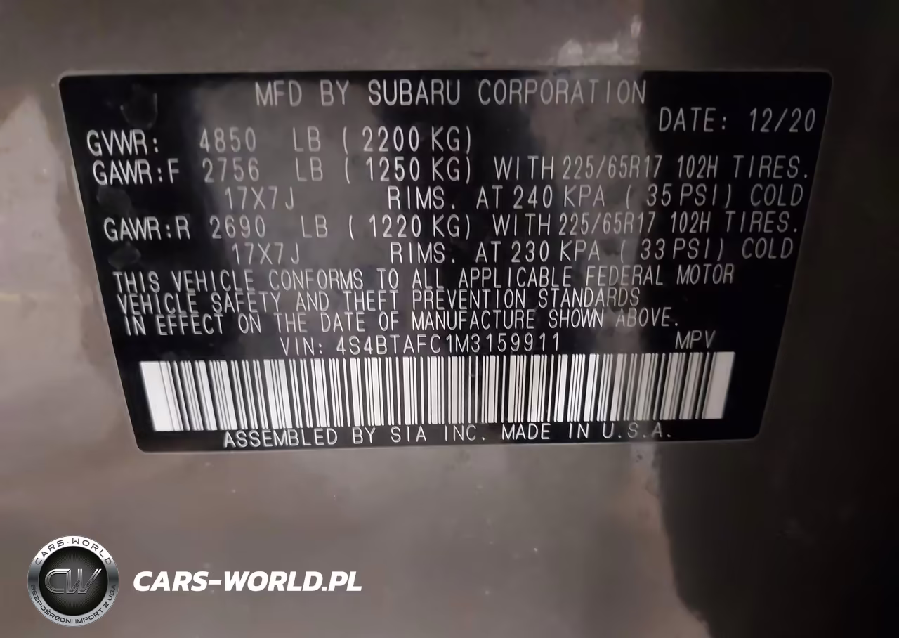 2021 Subaru Outback Premium VIN:4S4BTAFC1M3159911 - 9