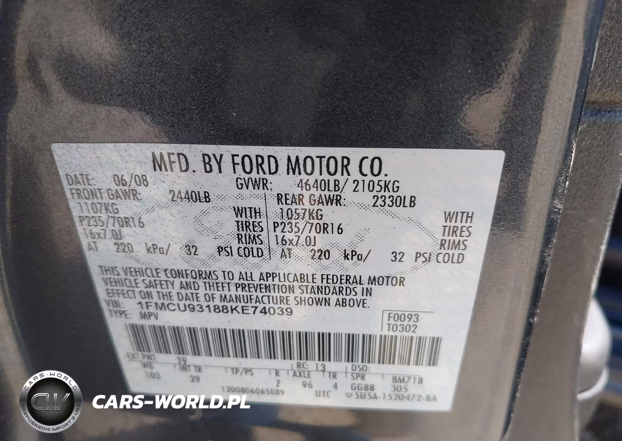 2008 Ford Escape Xlt VIN:1FMCU93188KE74039 - 9
