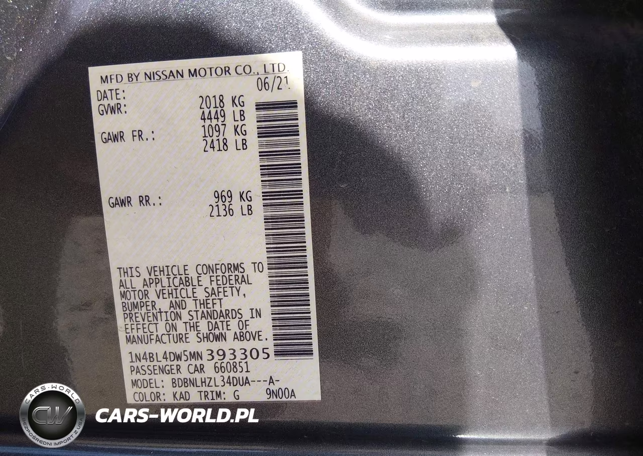 2021 Nissan Altima Sv Intelligent Awd VIN:1N4BL4DW5MN393305 - 9