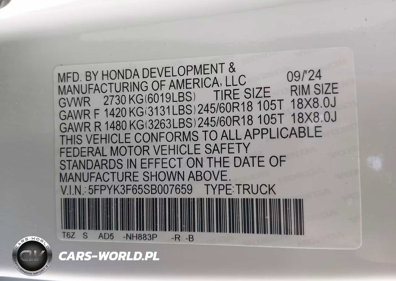 2025 Honda Ridgeline Trailsport VIN:5FPYK3F65SB007659 - 9