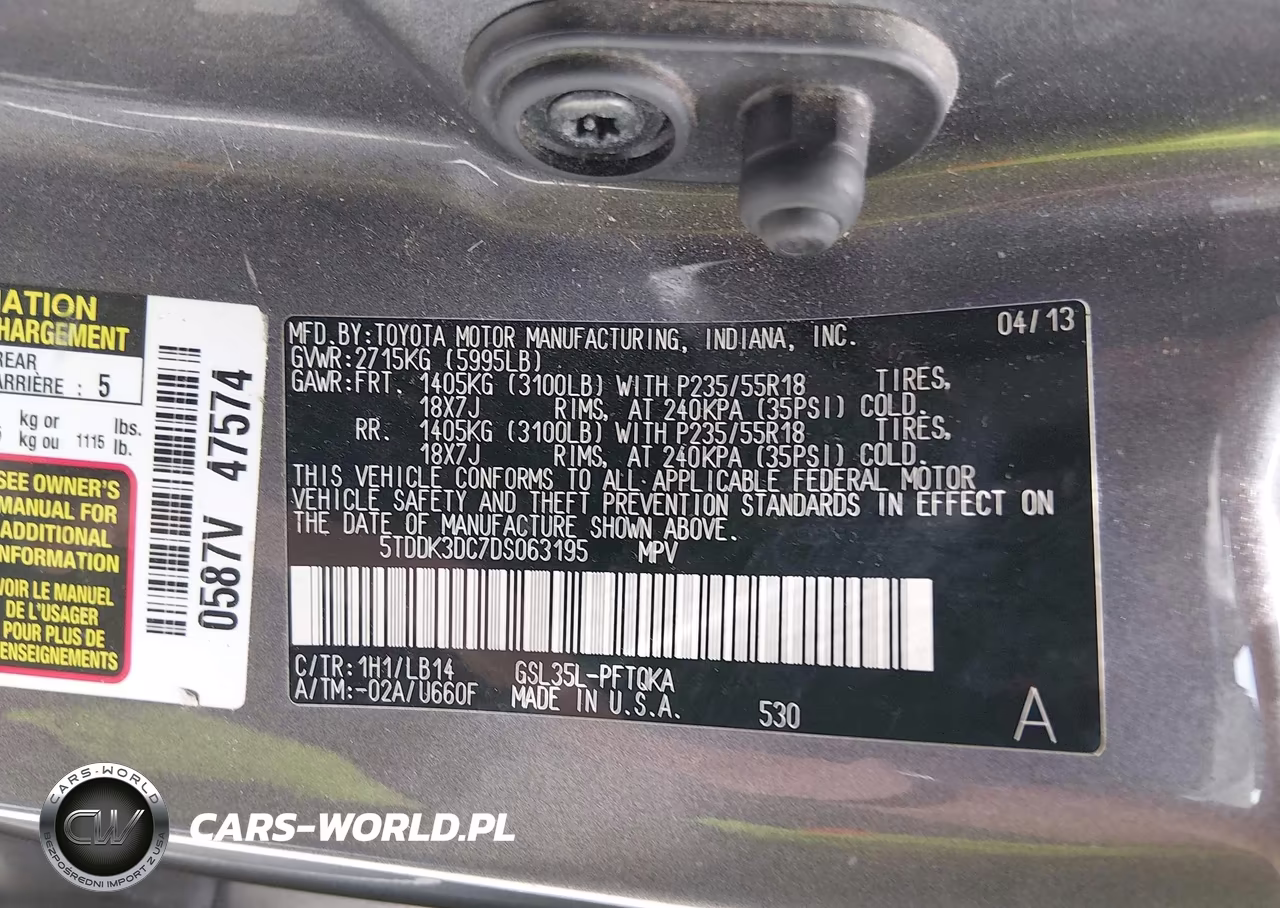 2013 Toyota Sienna Xle 7 Passenger VIN:5TDDK3DC7DS063195 - 9