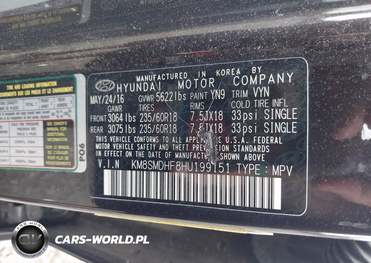 2017 Hyundai Santa Fe Se VIN:KM8SMDHF8HU199151 - 9