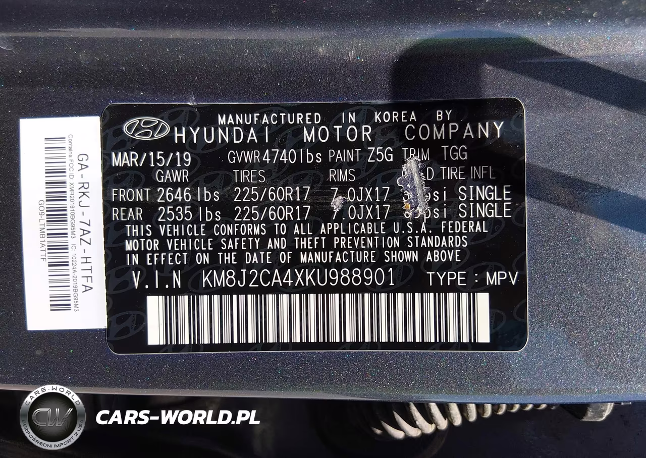 2019 Hyundai Tucson Se VIN:KM8J2CA4XKU988901 - 9