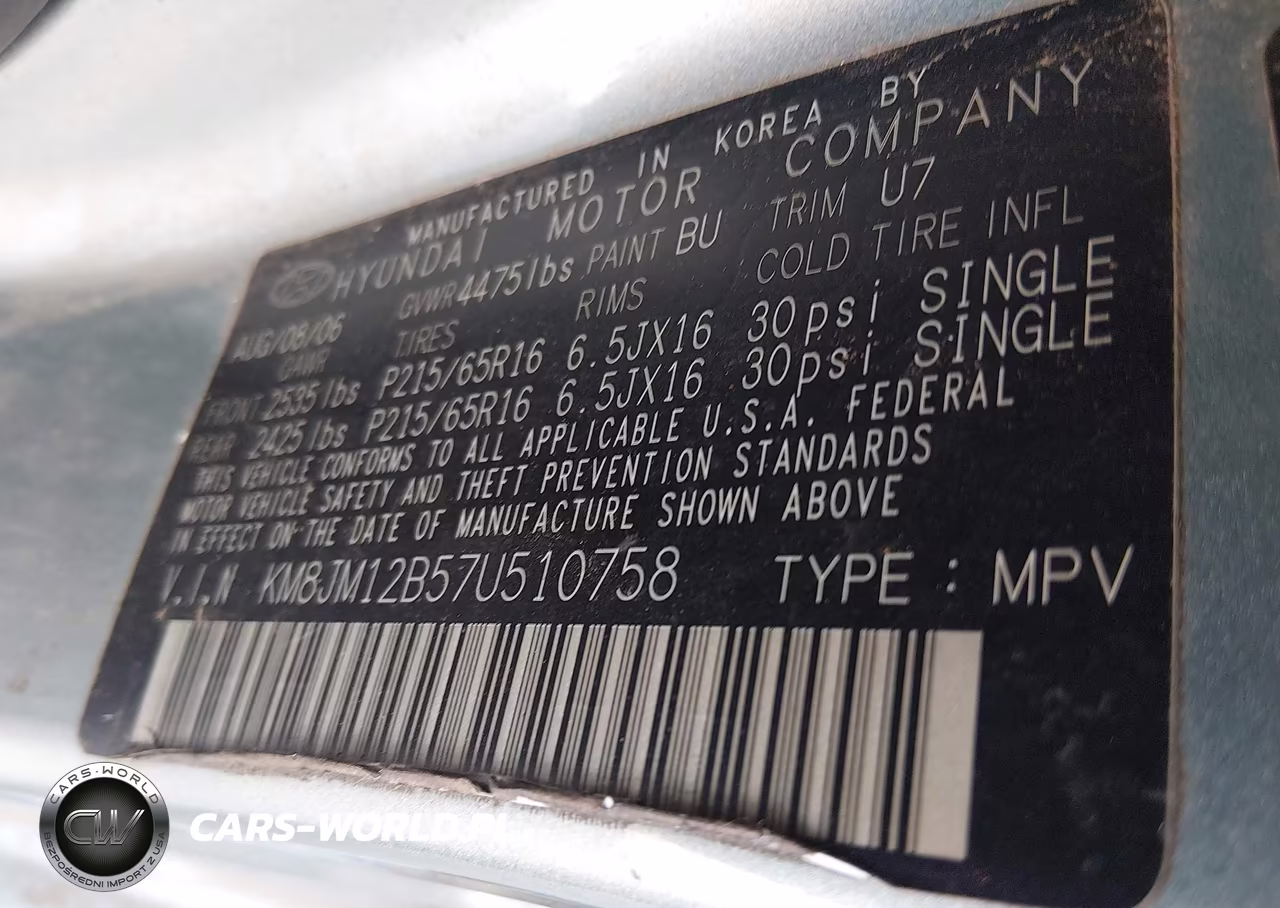2007 Hyundai Tucson Gls VIN:KM8JM12B57U510758 - 9