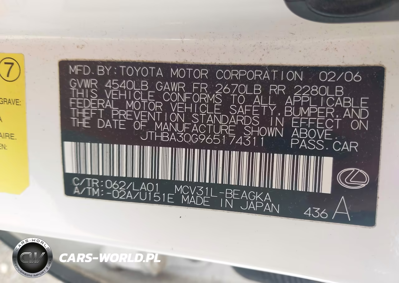 2006 Lexus Es 330 VIN:JTHBA30G965174311 - 9